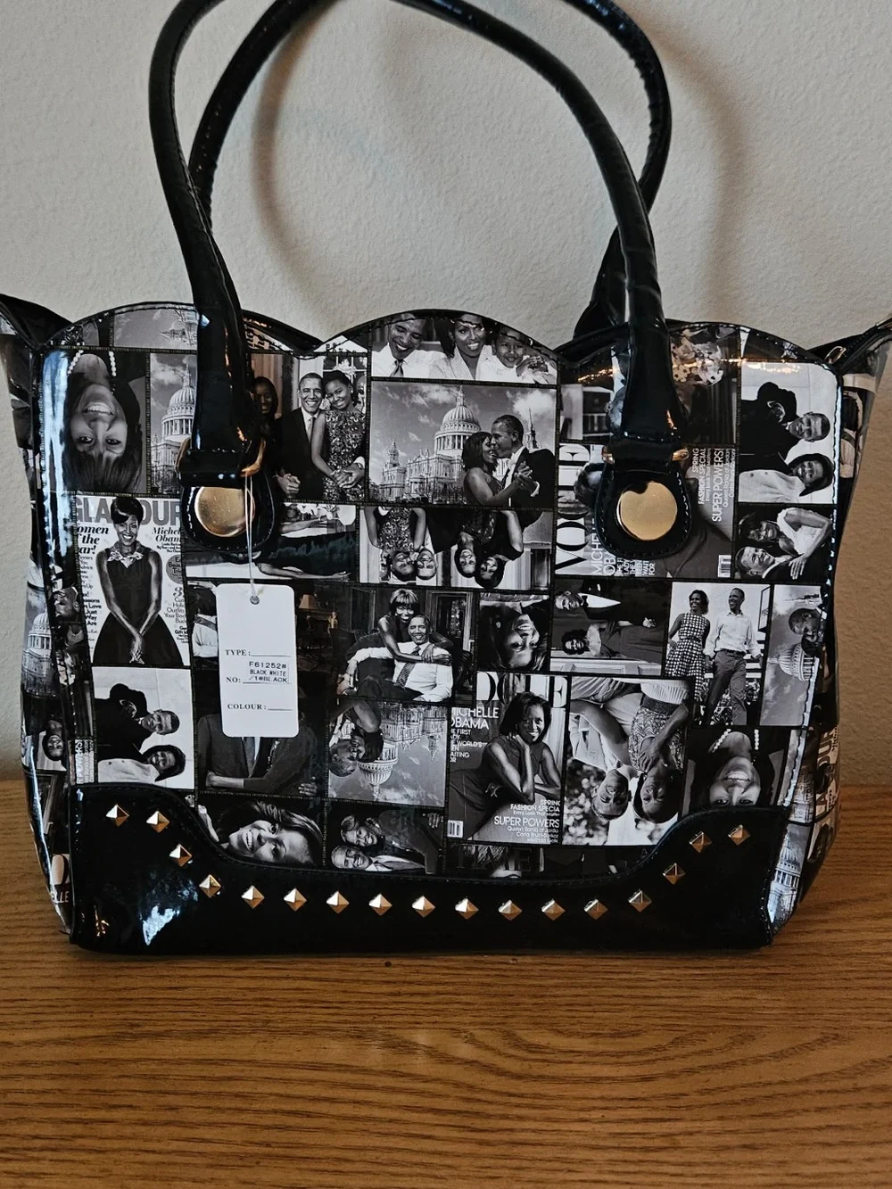 Photo-Print Black & White Satchel Handbag - Women Bags